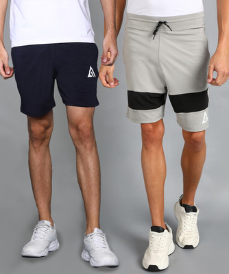 Adrenex Color Block Men Grey, Blue Basic Shorts