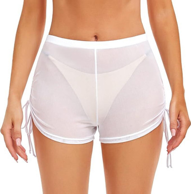 DADDY COME Solid Women White Beach Shorts