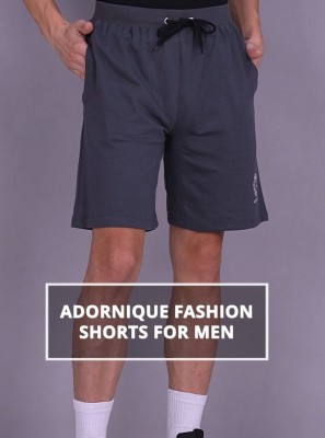 Adornique Fashion Solid Men Grey Regular Shorts