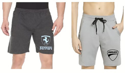 My stitches Printed Men Grey Basic Shorts
