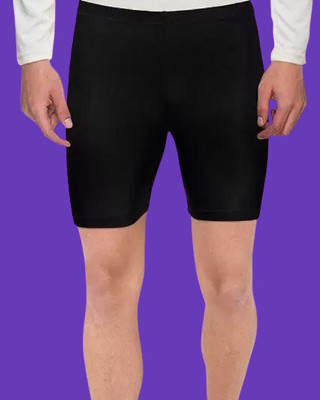 Gutauchauhan Solid Men Black Compression Shorts