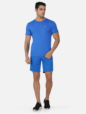 Sanspareils Greenlands Self Design Men Blue Regular Shorts