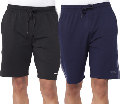 Tom Burg Color Block Men Black, Dark Blue Basic Shorts
