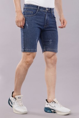 NIVASU Solid Men Blue Denim Shorts