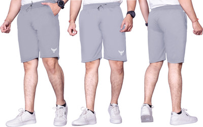 PTELRA Solid Men Grey Basic Shorts