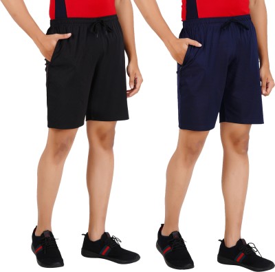 Guide Solid Men Black, Dark Blue Sports Shorts