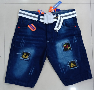Pryann Solid Men Denim Blue Denim Shorts