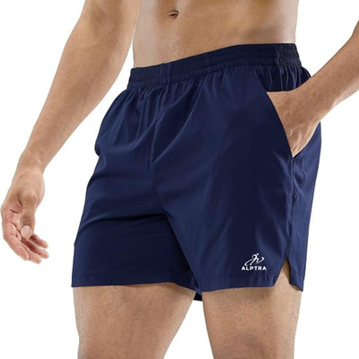 ALPTRA Solid Men Black Gym Shorts, Running Shorts