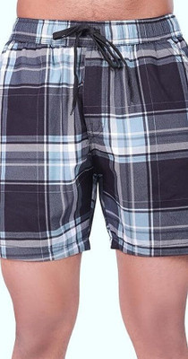24 Street Checkered Men Green Casual Shorts