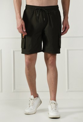 Star Fox Solid Men Green Cargo Shorts