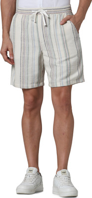 Celio Striped Men Beige Regular Shorts