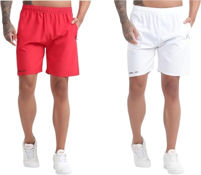 BLUE STAR SHARK Solid Men Red, White Casual Shorts