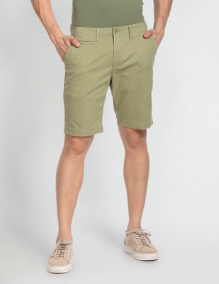 FLYING MACHINE Solid Men Green Basic Shorts