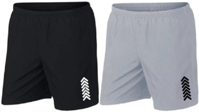 MAANU Printed Men Black, Grey Sports Shorts