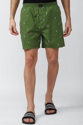 PETER ENGLAND Printed Men Green Regular Shorts