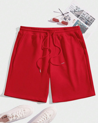 FLYNOFF Solid Men Red Baggy Shorts