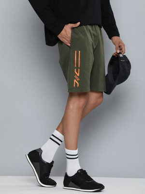 HRX by Hrithik Roshan Self Design Men Green Casual Shorts