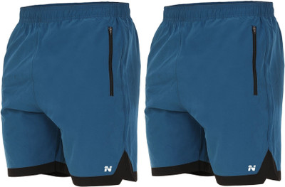 HouseOfCommon Solid Men Black, Blue Gym Shorts
