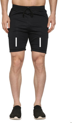 FARSH Solid Men Black Regular Shorts