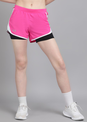 UNDER ARMOUR Color Block Women Pink Sports Shorts