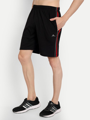 Zeffit Solid Men Black Sports Shorts