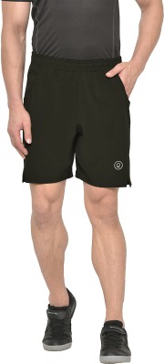 CHKOKKO Solid Men Dark Green Basic Shorts