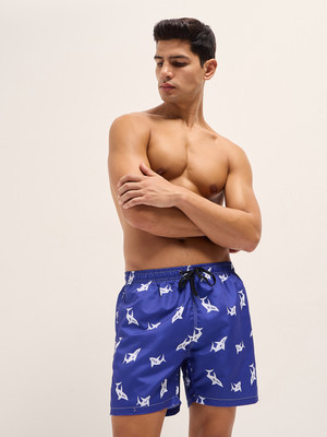 THE BEAR HOUSE Printed Men Blue Swim Shorts
