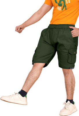 AKSHT ENTERPRISE Solid Men Beige Cargo Shorts