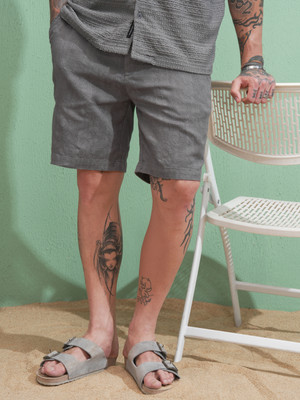HIGHLANDER Self Design Men Grey Regular Shorts
