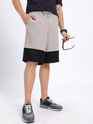 Glitchez Color Block Men Grey Regular Shorts
