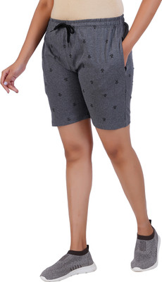 Guide Printed Women Grey Regular Shorts