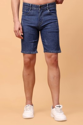 PRJ IN STYLE Solid Men Denim Blue Basic Shorts