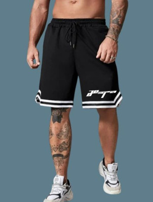 CULISH Printed, Striped Men Black Gym Shorts, Regular Shorts, Running Shorts, Night Shorts