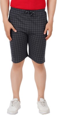 JUST TRY FASHION Checkered Men Dark Grey Bermuda Shorts