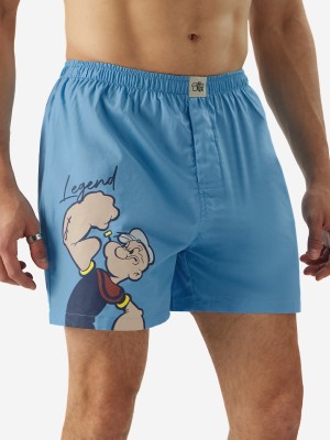 The Souled Store Graphic Print Men Blue Basic Shorts