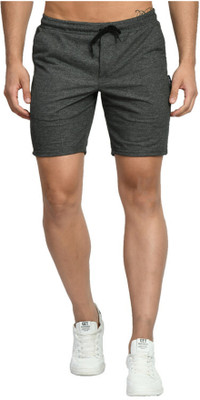 KAVYA Solid Men Dark Grey Bermuda Shorts