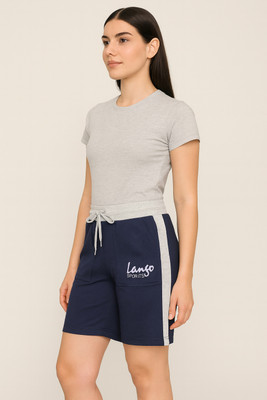 F65 Solid Women Dark Blue Regular Shorts