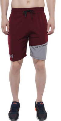 Xohy Striped Men Maroon Bermuda Shorts