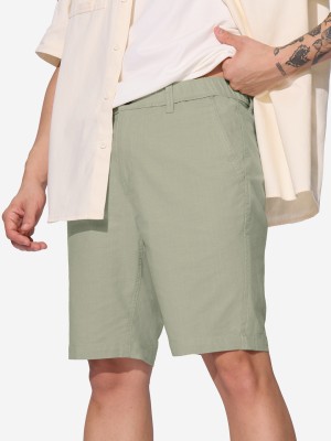 The Souled Store Solid Men Green Basic Shorts