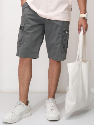 HIGHLANDER Solid Men Grey Cargo Shorts