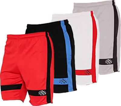 OORA Self Design Men Red, Dark Blue, White, Grey Sports Shorts