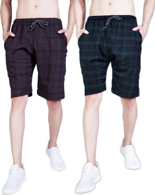 WILD CAMO Checkered Men Multicolor Casual Shorts