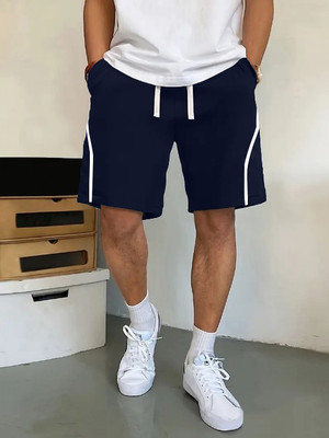 CULISH Striped Men Black Regular Shorts, Basic Shorts