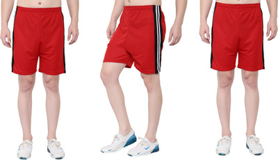 HouseOfCommon Striped Men Red Sports Shorts
