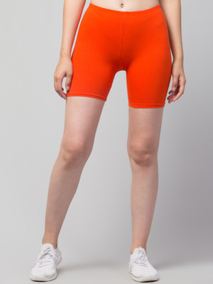 Shourya Enterprises Solid Women Orange Gym Shorts