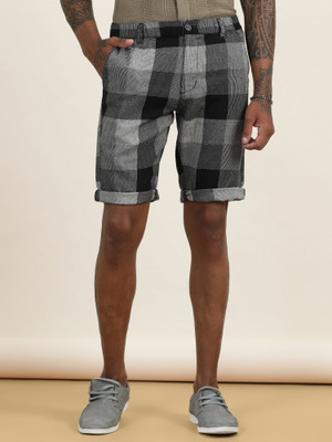 bEEVEE Checkered Men Black Basic Shorts