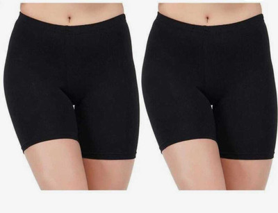 Omikka Solid Women Black Cycling Shorts