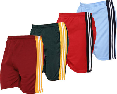 Dia A Dia Solid Men Maroon, Green, Red, Light Blue Sports Shorts