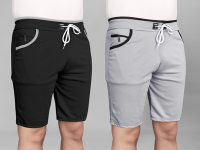 DARSHAN CREATION Solid Men Black, Grey Sports Shorts
