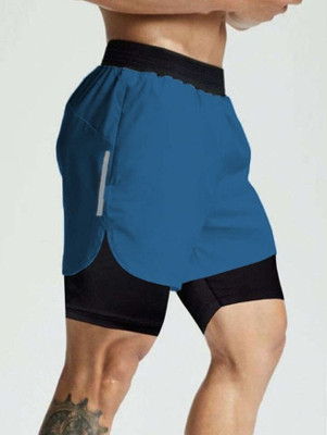 CULISH Color Block Men Blue Sports Shorts